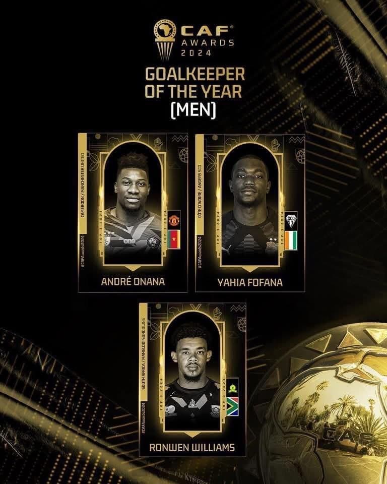 Le gardien de but camerounais André Onana est dans la liste des trois finalistes pour le titre de "Meilleur gardien africain"