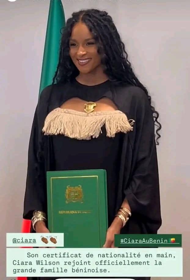 La star américaine du RnB Ciara Princess Wilson, plus connue sous le nom de Ciara, a été officiellement naturalisée citoyenne béninoise lors