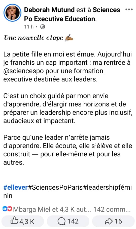 Lundi,15 septembre 2025 marque une étape décisive dans le parcours de Deborah Mutund, figure médiatique et culturelle africaine. Elle a 